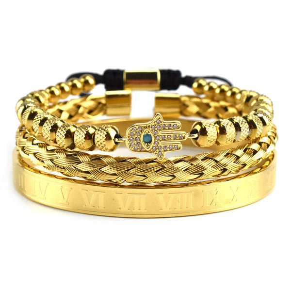 Stainless Steel Roman Bracelet Set