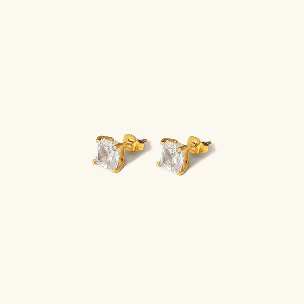 Elina Solitaire Gold Earrings