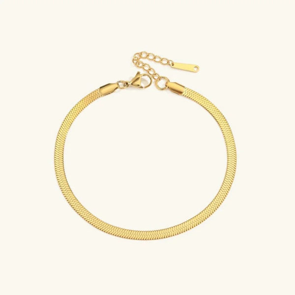 Snake Chain Gold Herringbone Anklet